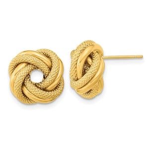 10k Yellow Gold Polished Textured Double Love Knot Post Earrings